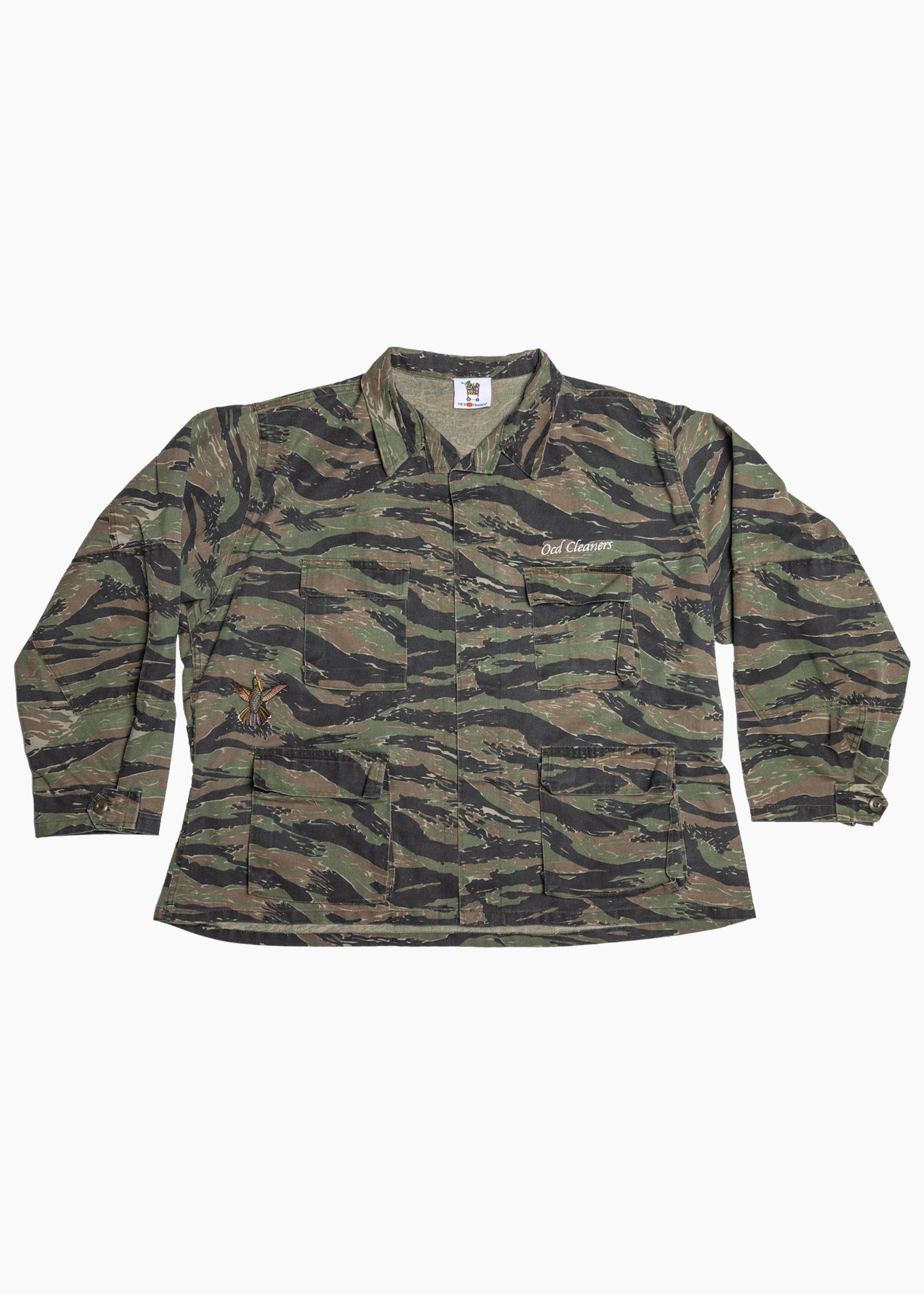 Reworked Tiger Camo Embroidered Hummingbird Jacket