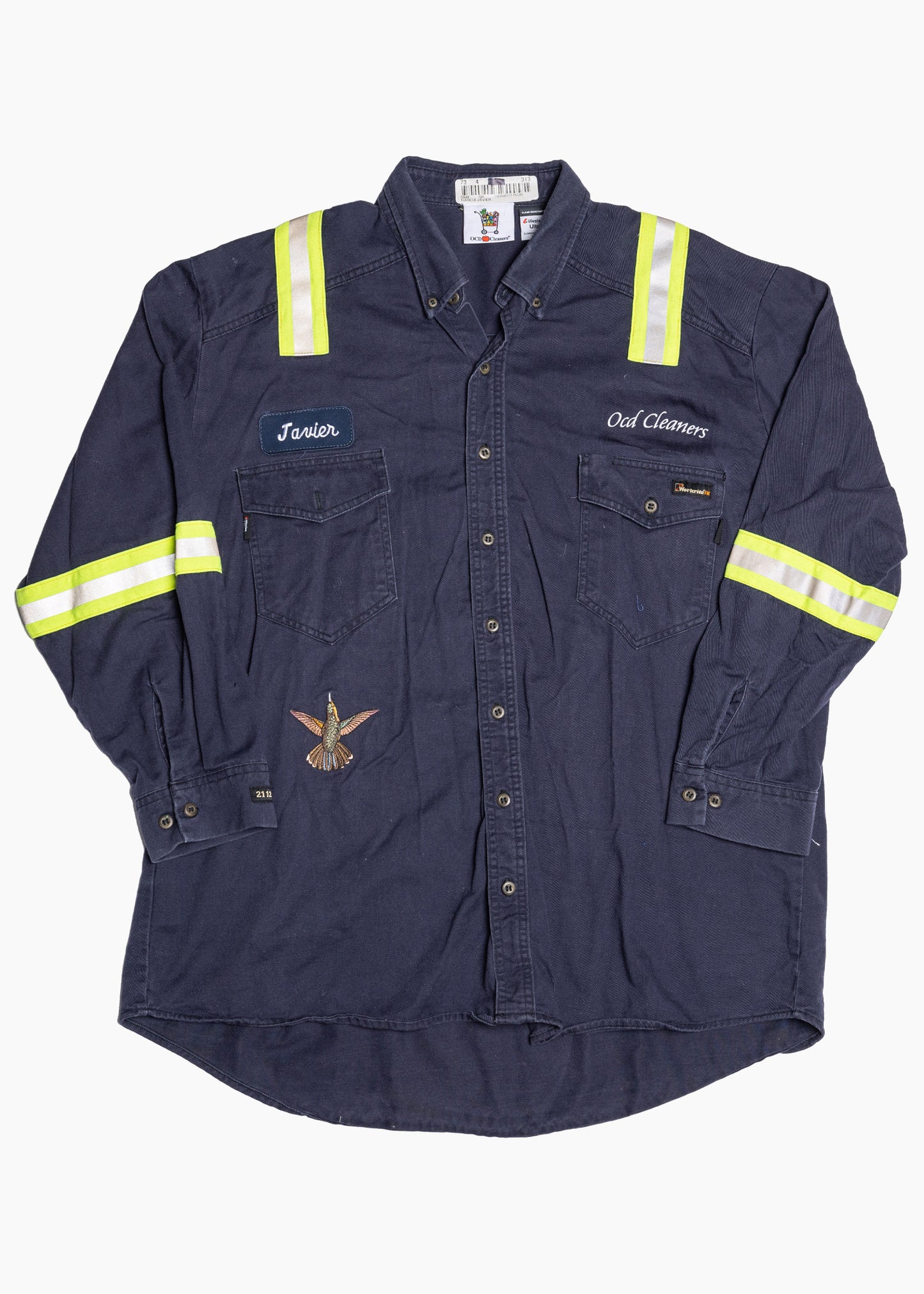 Reworked OCD Cleaners Hummingbird Embroidered 3M Flame Resistant Safety Jacket