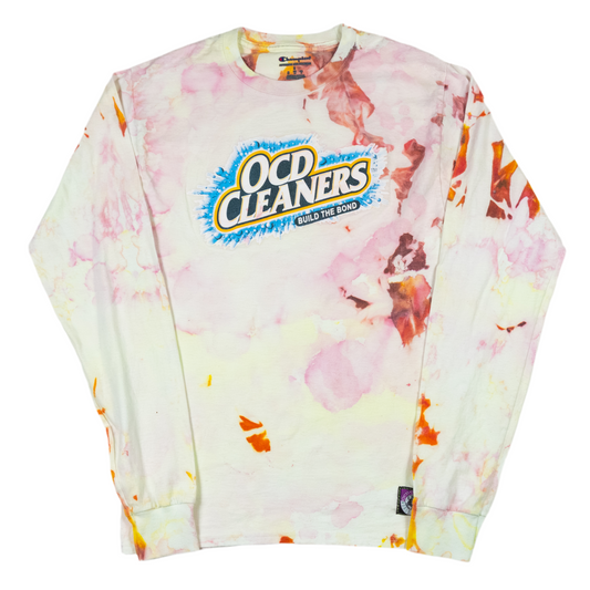 Upcycled Champion White Tie-Dye L/S T-Shirt